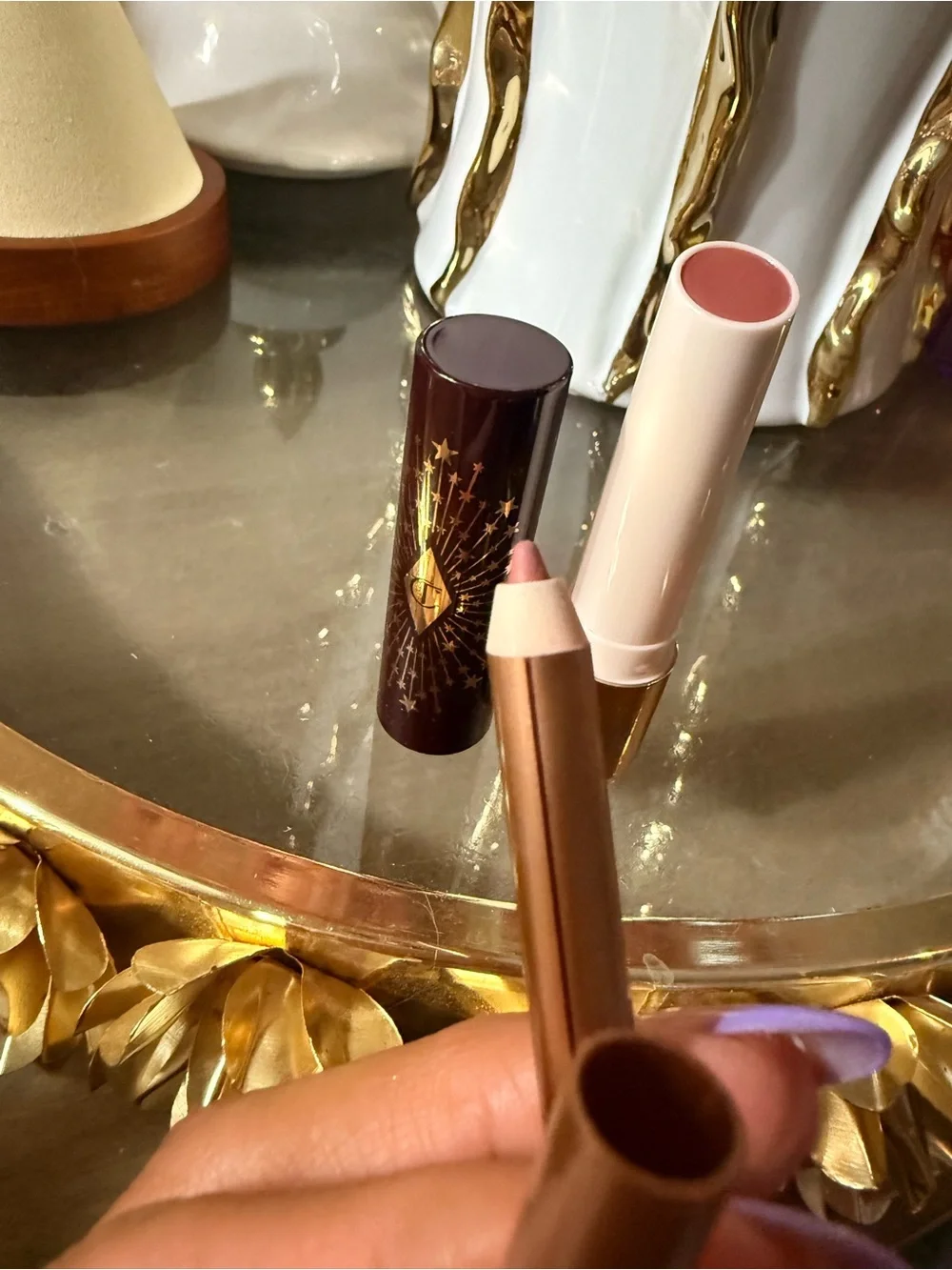 Charlotte Tilbury Hyaluronic Happikiss LipstickBalm/Lip Liner Set - Pillow talk